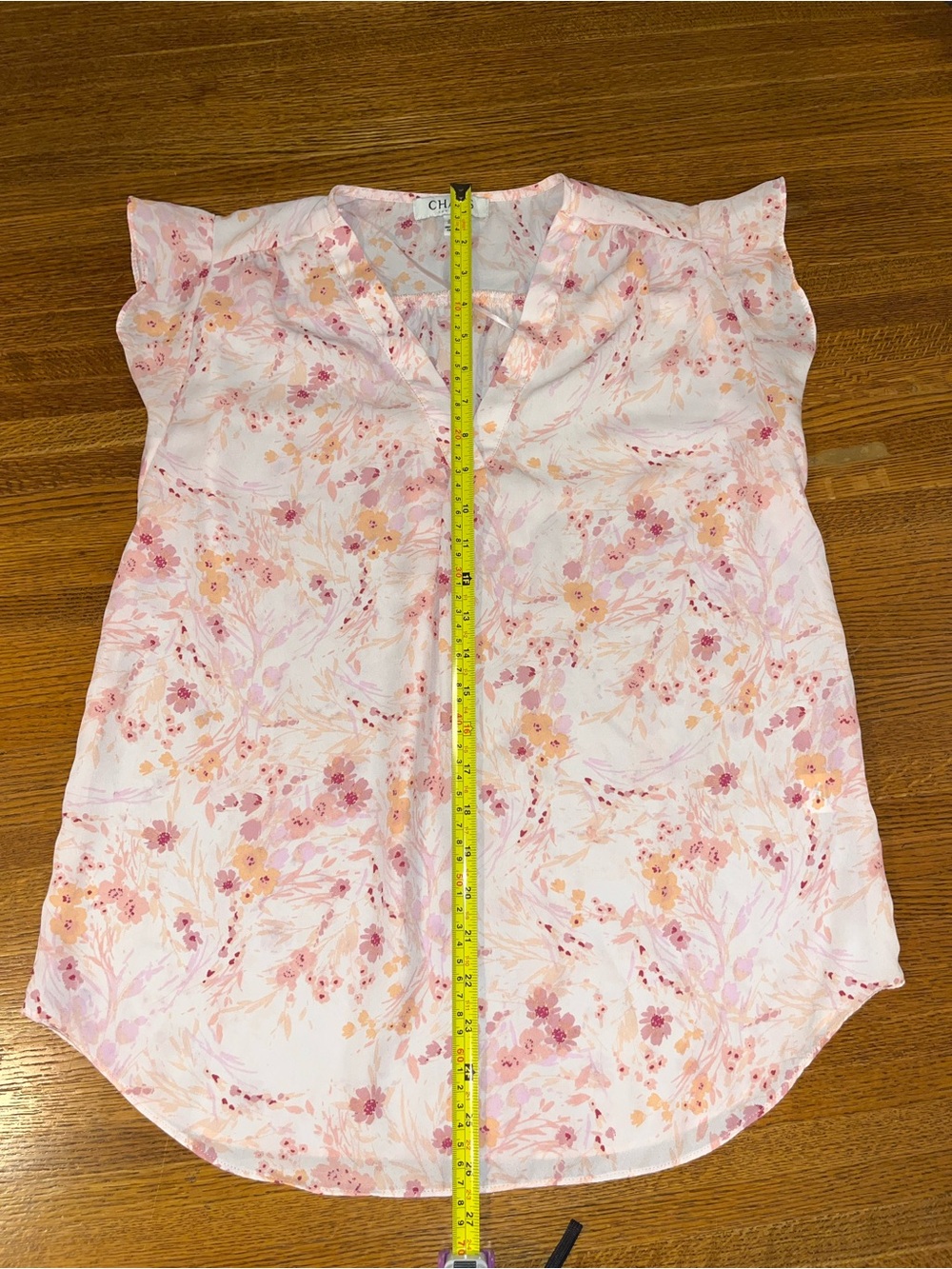 Chaus Woman’s Pink Floral Flutter Sleeve Blouse - Picture 6 of 8